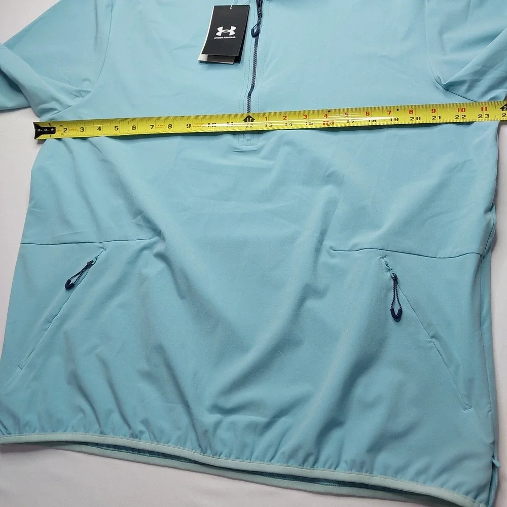 Under Armour Storm Golf Pullover Large Half Zip Short Sleeve Top Light Blue
